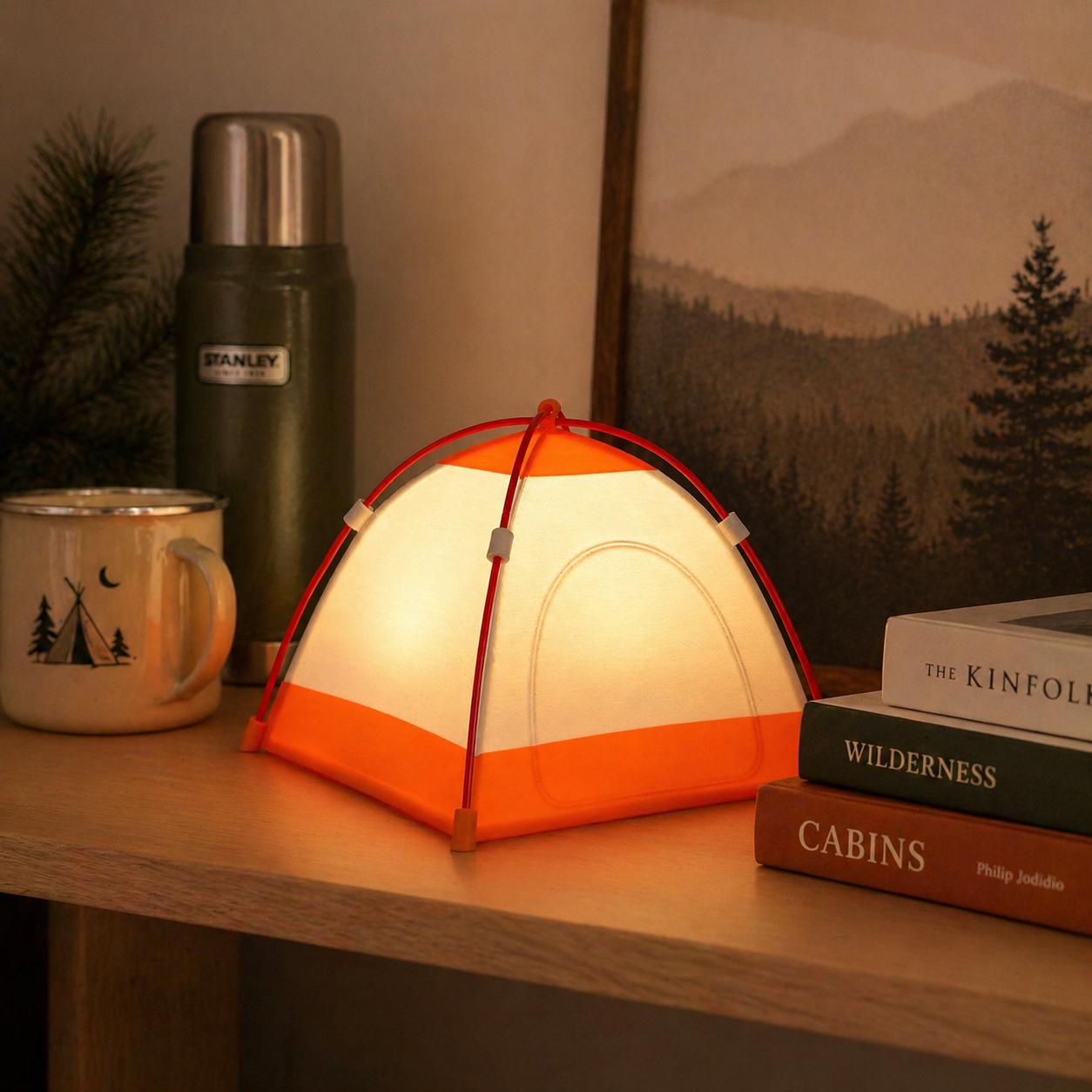 Mini Camping Tent Night Light, Rechargeable LED Lamp, Gift for