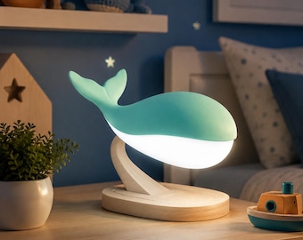 3D gedruckte Wal-Lampe - Ozean Nachtlicht mit 3 Farben-LED (Warmweiß / Weiß / Kaltweiß), Wal-Schreibtischlampe, Kinderzimmer Dekor