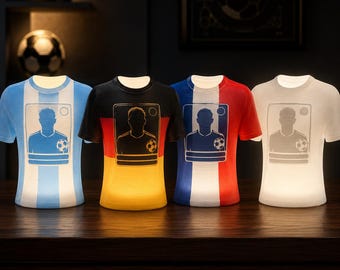 Kundenspezifische Fußball-Trikot-Lampe, personalisierte Fußballspieler-Foto-Nachtlicht, Nationalflagge Jersey-LED-Licht, Fußballfan-Geschenk, Teamraumdekor