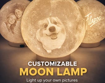 Personalisierte Mondlampe, Benutzerdefiniertes Foto, Logo oder Textgeschenk, 3-Farben-Nachtlicht