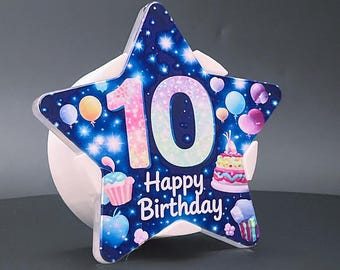 Personalisierte 10.Geburtstagsgeschenk für Mädchen, Sterne Nachtlicht, alles Gute zum Geburtstag Lampe, Kinderzimmer Dekor