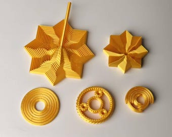 Gold Seide Fidget Spielzeug Set, 5-teiliges 3D gedrucktes Stress Relief Schreibtisch Set, sensorisches Bürogeschenk