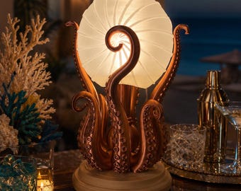 Ocean Squid 3D Gedruckte Lampe | USB-LED-Tentakel-Nachtlicht | Maritime Tischlampe | Handgefertigte Sea Creature Lampe für Schlafzimmer Dekor