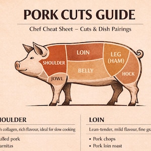 Pork Cuts Guide Poster | Culinary Kitchen Wall Art (A4 PDF Download)