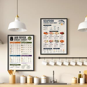 The Ultimate Chef Cheat Sheet Bundle | Air Fryer, Seafood, Vegetable Pairing & Kitchen Conversion Guides | Kitchen Printable Set