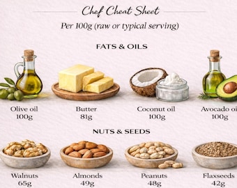 High Fat Density Chart Printable, Nutrition Poster A4-PDF