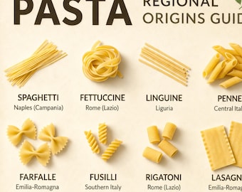 Italian Pasta Regional Origins Guide | Kitchen Wall Art (Digital Download)
