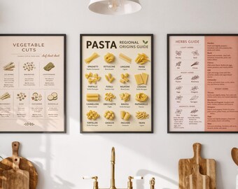 Chef Reference Pack Vol.1 | Pasta, Herbs, Vegetable Cuts, Conversions, Grains Guide | Professional Cooking Charts