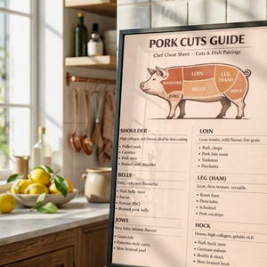 Pork Fillet Chart.pdf Pork Cuts Guide Poster | Culinary Kitchen Wall Art (A4 PDF Download) - Etsy