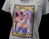 V Neck Sugaree Ladies Anvil T shirts Mucha inspired Mongo Arts lot tee Zen Boho Hippie Yoga -Mongo Arts T shirt