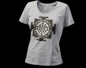 Sri Yantra -Womens Anvil brand T shirts - Mongo Arts Hippie chic zen yoga shirt fashion