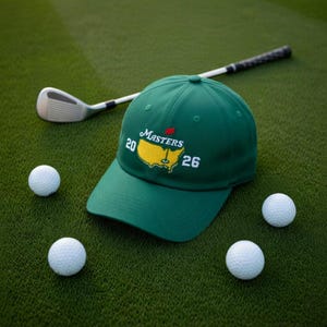 Masters 2026 golfkeps, broderad sportkeps för pappa, vintagebomull