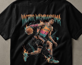 Victor Wembanyama Basketball T-Shirt - Dynamic Player Art Graphic Tee - Unique Sports Fan Apparel Gift for Him & Her