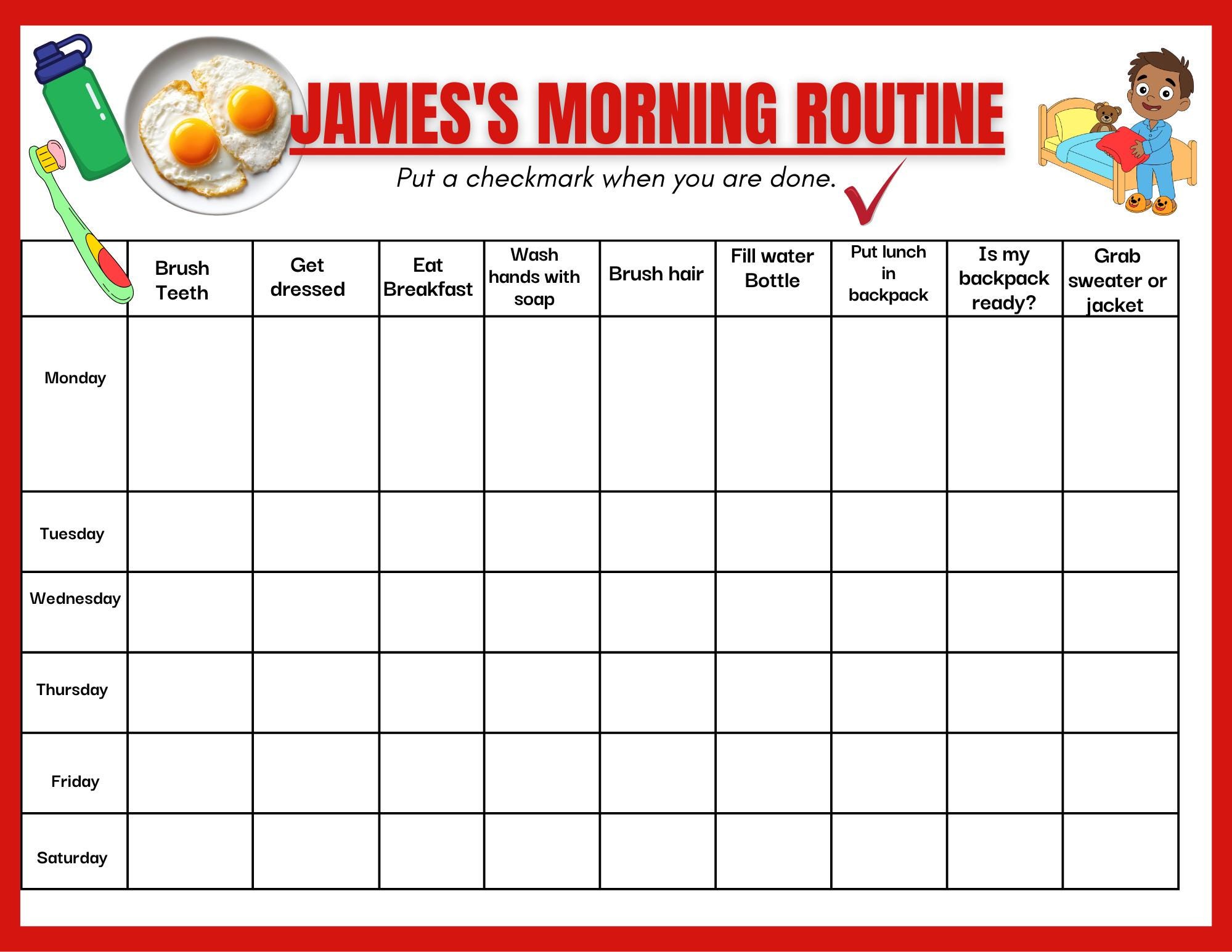 Boys Routine Sticker Chart Printable Boys Routine Chart - Etsy