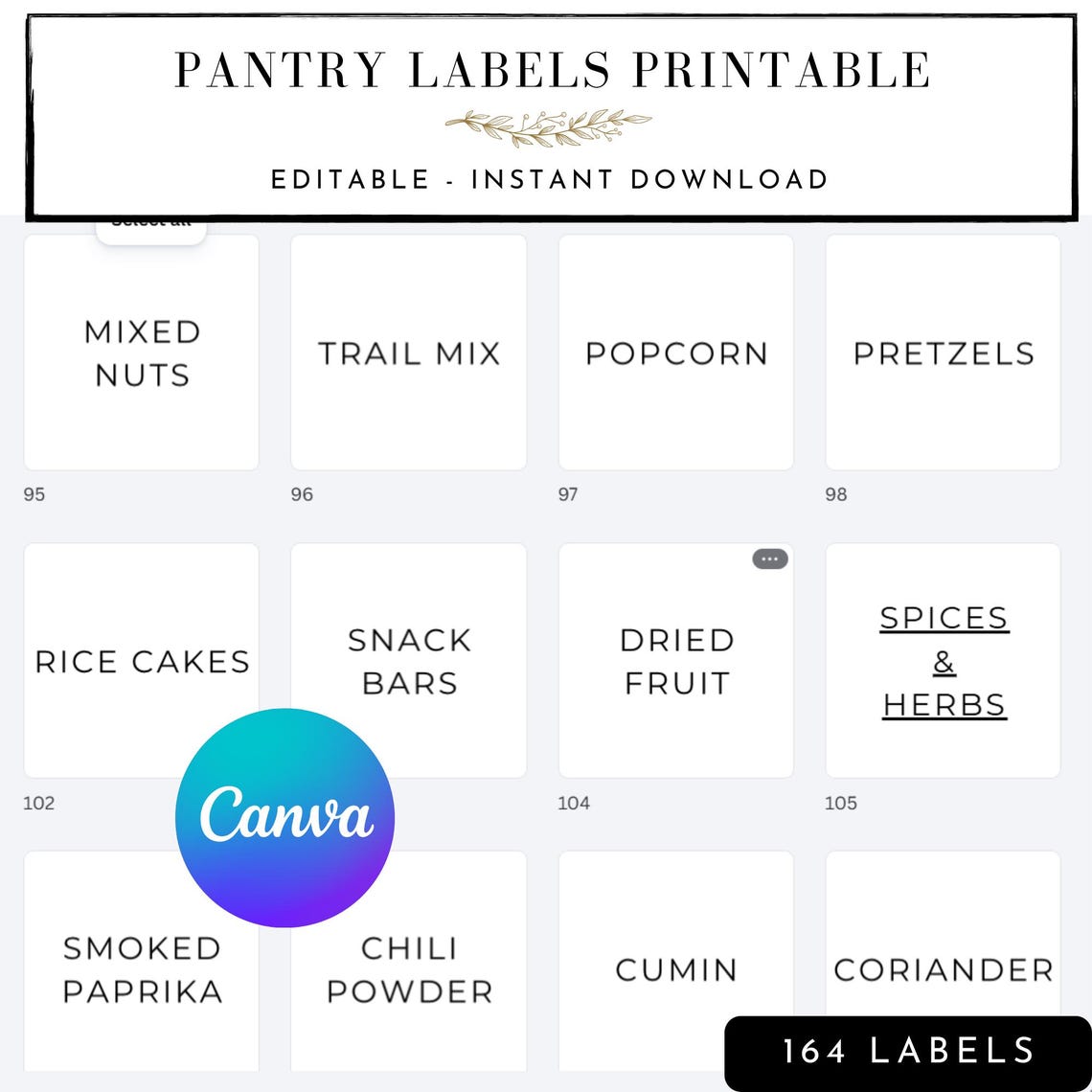 Editable Pantry Labels Printable | Minimalist Kitchen Organization ...
