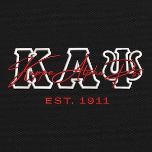 Diseño de bordado de Kappa Alpha Psi / Letras griegas ΚΑΨ (5 tamaños, descarga digital, uso inmediato para prendas de vestir y manualidades)