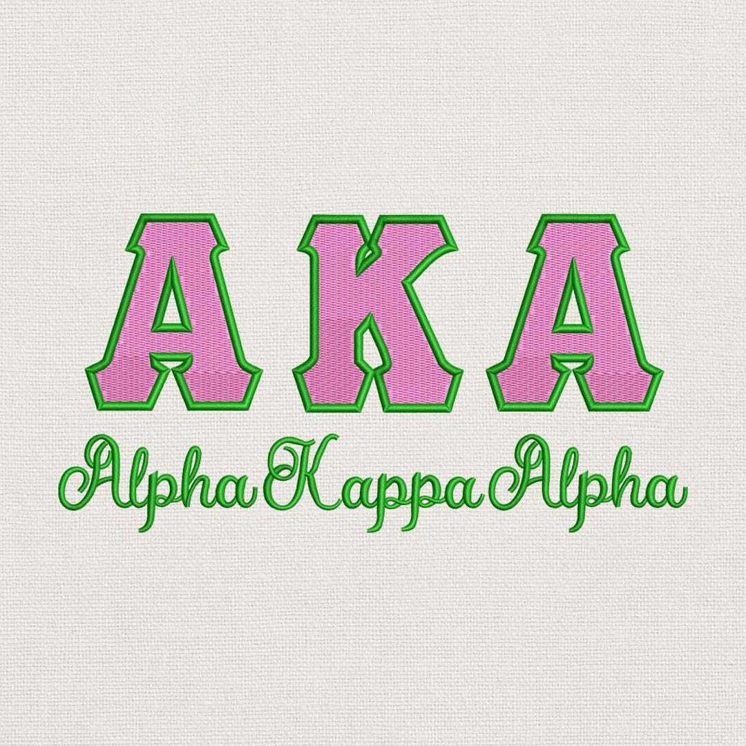 Alpha Kappa Alpha AKA Script Embroidery Design Pink Green Greek Letters ...