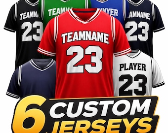 Personalized Team T Shirt Set of 6 Name Number Sublimation Sports Tee Bulk Order