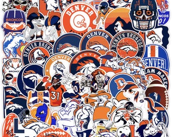 50pc Denver Sticker Pack | Waterproof Vinyl Football Decals | Bold Sports Aesthetic Graphics for Laptops, Phones, Water Bottles, Luggage