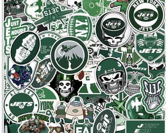 50pc NY Jets Sticker Pack | Waterproof Vinyl Football Decals | Bold Sports Aesthetic Graphics for Laptops, Phones, & Water Bottle