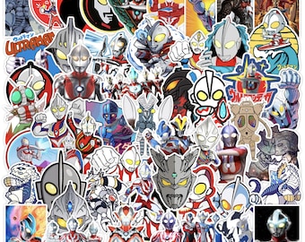 50pc Ultraman Funny Manga Sticker Pack | Waterproof Vinyl Anime Decals for Kindle & Laptops | Humorous Fan Art Bundle