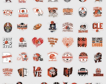 50pc Cleveland Sticker Pack | Waterproof Vinyl Football Decals | Bold Sports Aesthetic Graphics for Laptops, Phones, Water Bottle