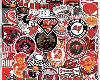 50pc Tampa Bay Sticker Pack | Waterproof Vinyl Football Decals | Bold Sports Aesthetic Graphics for Laptops, Phones, & Water Bottles