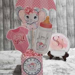 Baby Shower Centerpiece baby elephant centerpiece pink table decor pink elephant baby shower its a girl centerpiece baby shower centerpiece