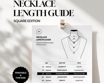 Printable Necklace Length Guide Card  l  Square Visual Fit Reference (Digital Download)