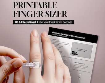 Printable Finger Sizer (US & International) | Ring Size Measuring Tool - Conversion Chart (Digital Download)