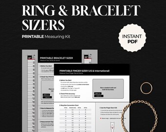 Printable Ring & Bracelet Sizer Kit | Finger, Wrist Measuring Tool (Inch / mm) PDF