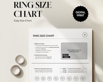 Printable Ring Size Chart (US & mm) | Ring Measurement Guide - Circle Sizing Tool (Digital Download)