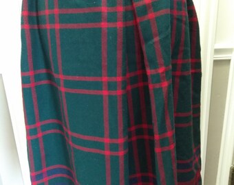 Vintage Green and Red Plaid Skirt