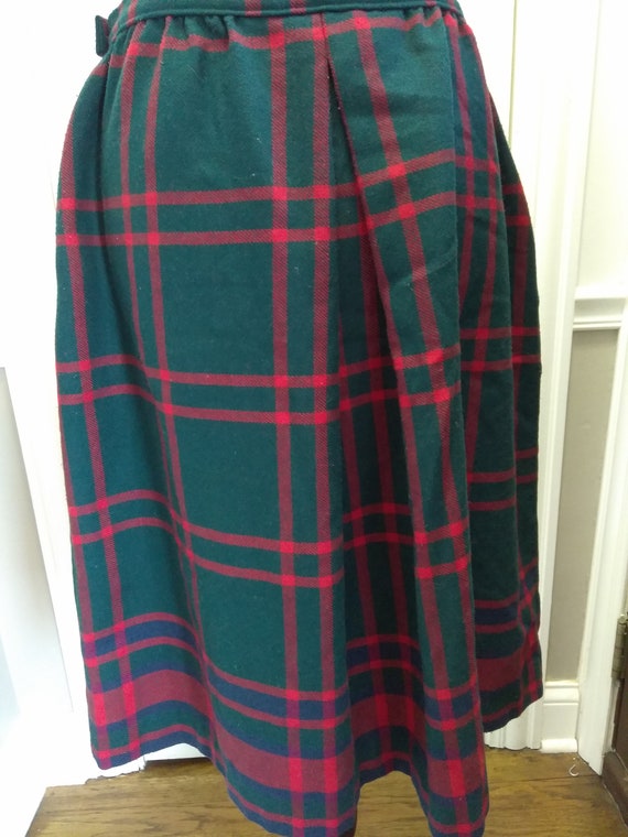 Vintage Green and Red Plaid Skirt