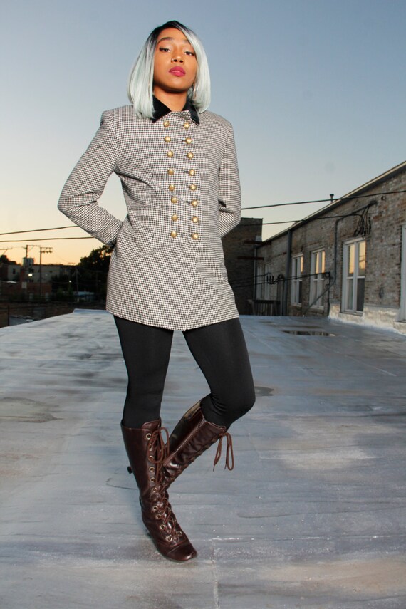 Military Style Jacket/Lambswool and Velvet/Ships … - image 2