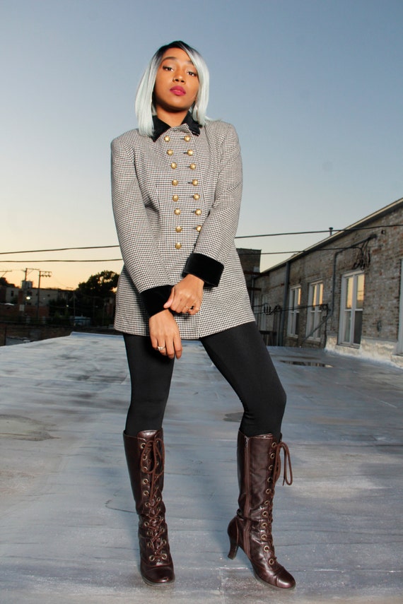 Military Style Jacket/Lambswool and Velvet/Ships … - image 4