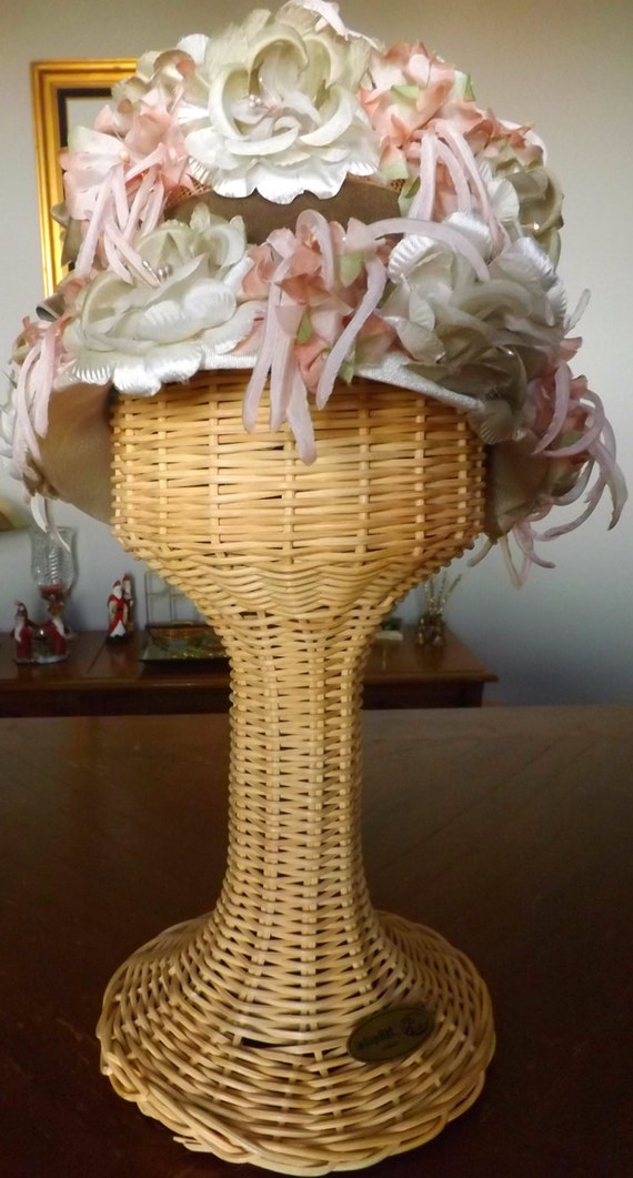 Vintage Marshall Field's Silk Flower Hat With Box/