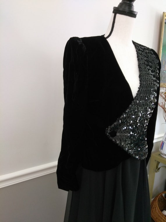 Gorgeous Sequin/Velvet Jacket--Vintage Norman Ber… - image 3