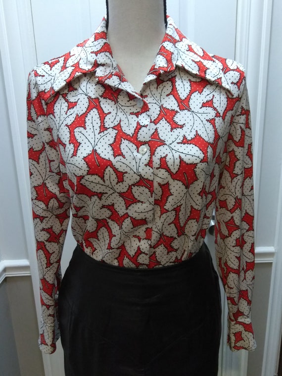 Vintage Blouse with Leaf Print