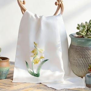 Hand-Embroidered Mulberry Silk Scarf – Flying Duck Orchid, Double Layer Wrap