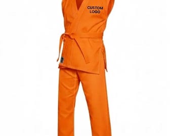 Orange Sleeveless Karate Gi | Lightweight Martial Arts Uniform custom logo