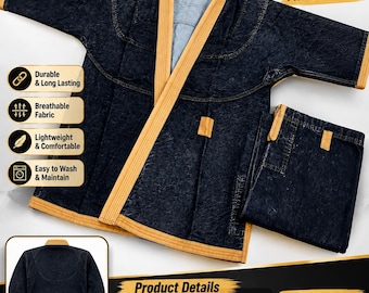 Black Washed Karate Gi – Heavyweight Denim Style Uniform with Belt