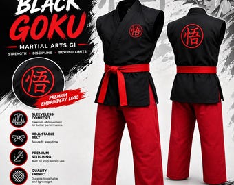 Black Goku Karate Gi, Sleeveless Martial Arts Costume, Dragon Ball Cosplay Outfit