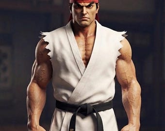 Ryu Karate Gi Costume | Street Fighter Inspired Martial Arts Uniform, White Cotton Cosplay Outfit