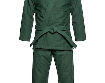 Green Martial Arts Uniform – Lightweight Training Gi Set (Jacket, Pants, Belt Included)
