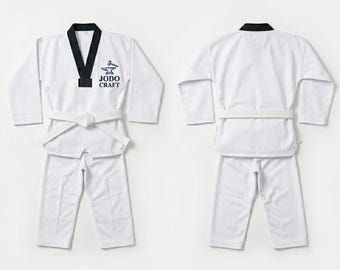 White Martial Arts Uniform, Taekwondo Dobok, Karate Training Suit, Belt Included, Lightweight Unisex Wear