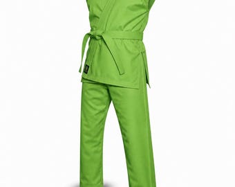 Lime Green Sleeveless Judo Gi Set, Lightweight Martial Arts Uniform (Training Suit)