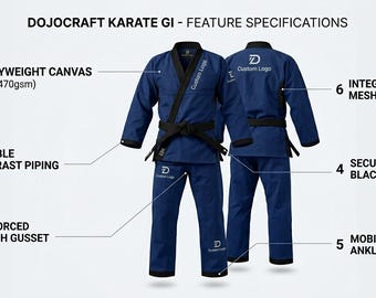 Custom Blue Heavyweight Karate Gi – Cotton Canvas Martial Arts Suit with Black Trim