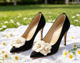 Plantillas personalizadas, zapatos de tacón de aguja fino con punta puntiaguda y estampado floral para bodas y fiestas nupciales.