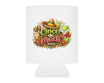 Cinco de Medi blikjeskoeler | Blikje koozie met Cinco de Mayo-thema, margarita sombrero-ontwerp